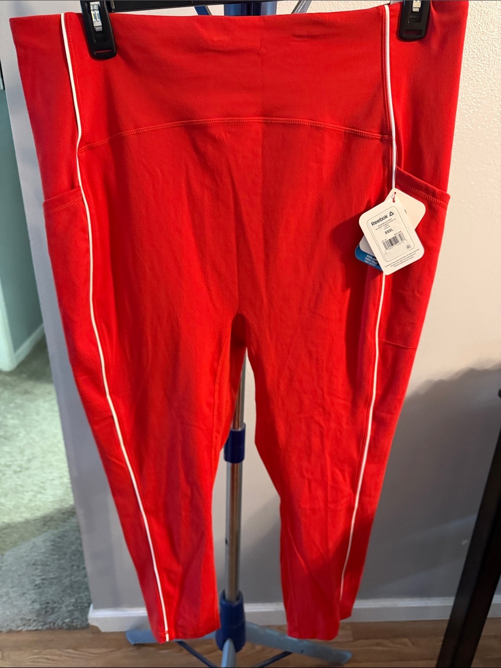 Reebok Kids Red Leggings with White Side Piping